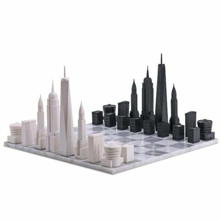 Hobbies & Gadgets * | Skyline Chess Acyrlic New York Edition Marble Hatch Board