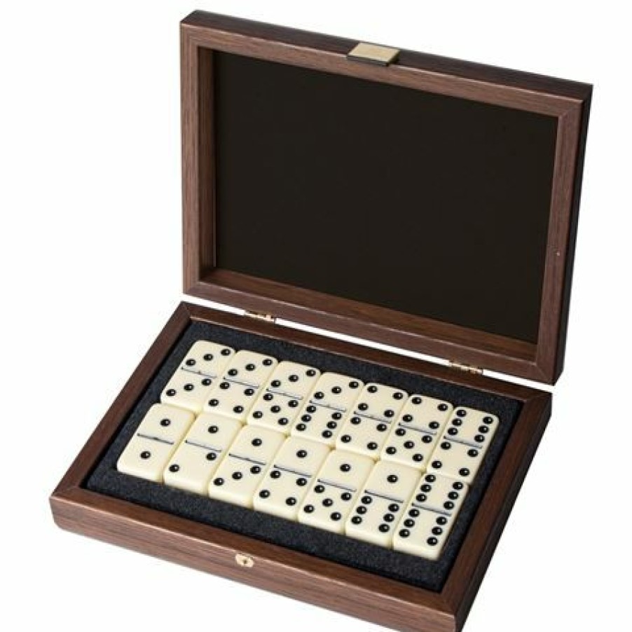 Games & Puzzles * | Manopoulos Domino Set In Dark Walnut Replica Wooden Case