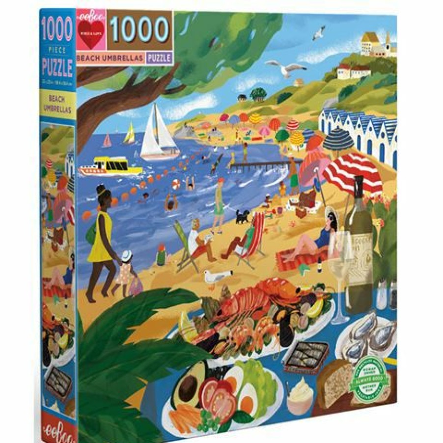 Games & Puzzles * | Eeboo Beach Umbrellas Puzzle 1000Pce