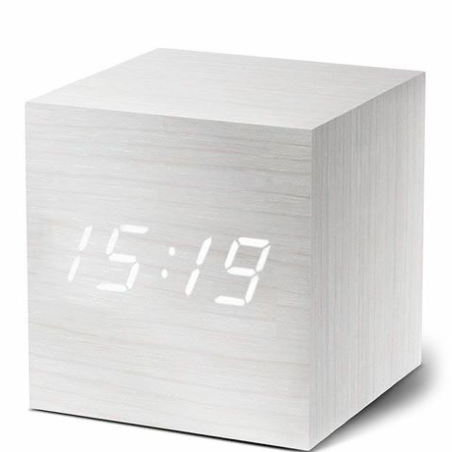 Hobbies & Gadgets * | Gingko Cube Click Clock White / White Led