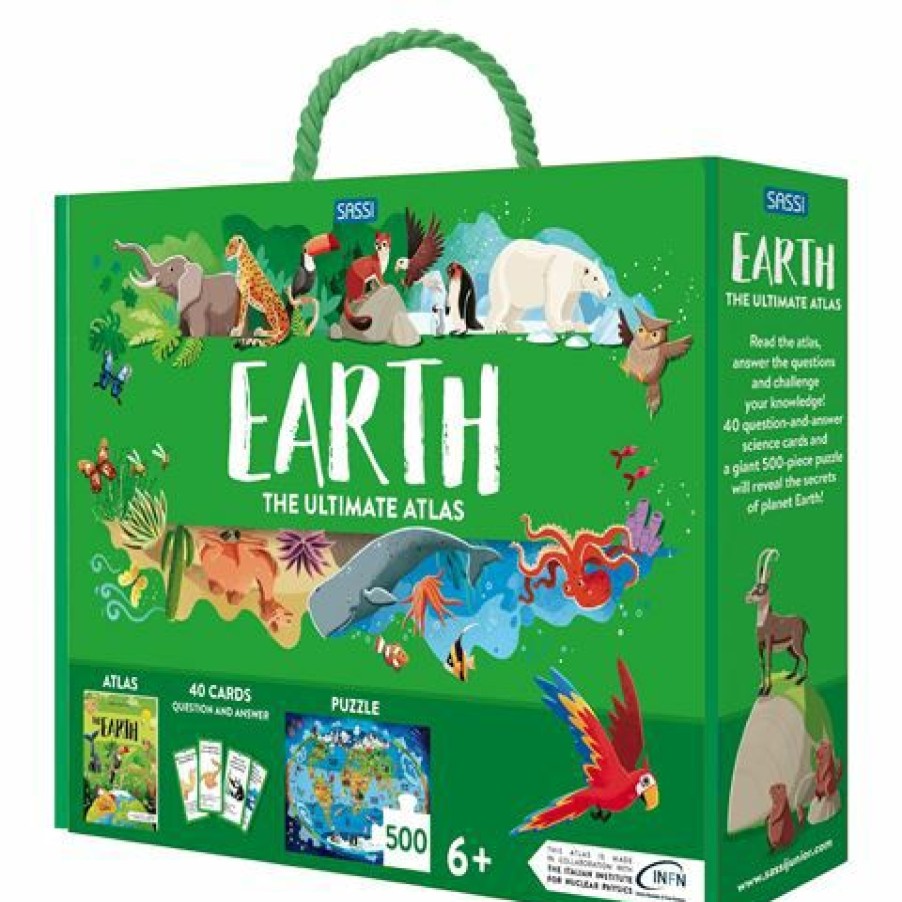 Games & Puzzles * | Sassi The Ultimate Earth Atlas & Puzzle Set 500Pcs