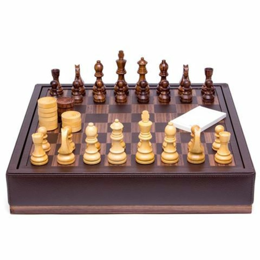 Hobbies & Gadgets * | Renzo Romagnoli Renzo Domus Leather Chess Set Brown