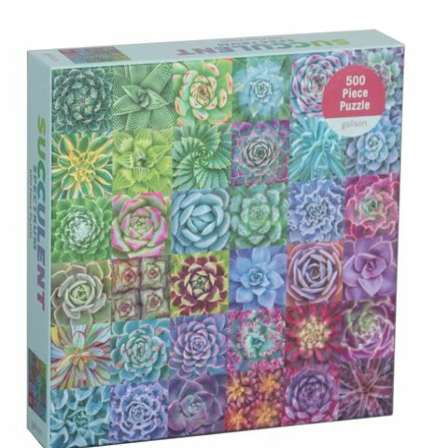 Games & Puzzles * | Galison Succulent Spectrum Jigsaw Puzzle 500 Piece