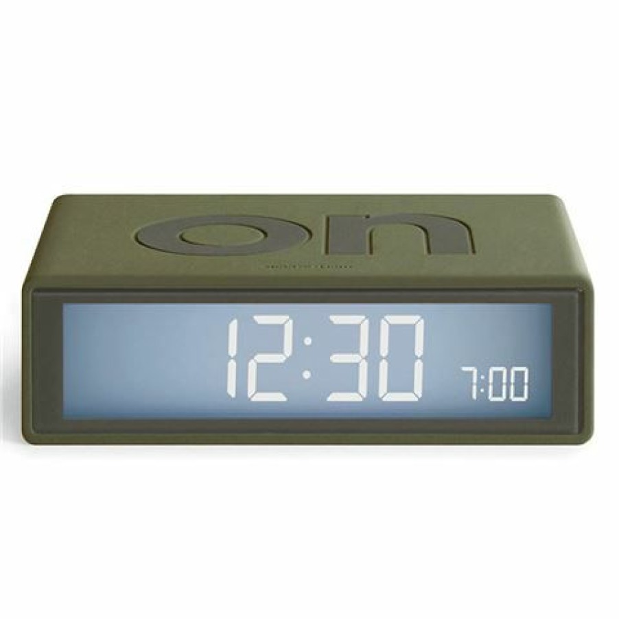 Hobbies & Gadgets * | Lexon Flip Travel Reversible Lcd Alarm Clock Khaki