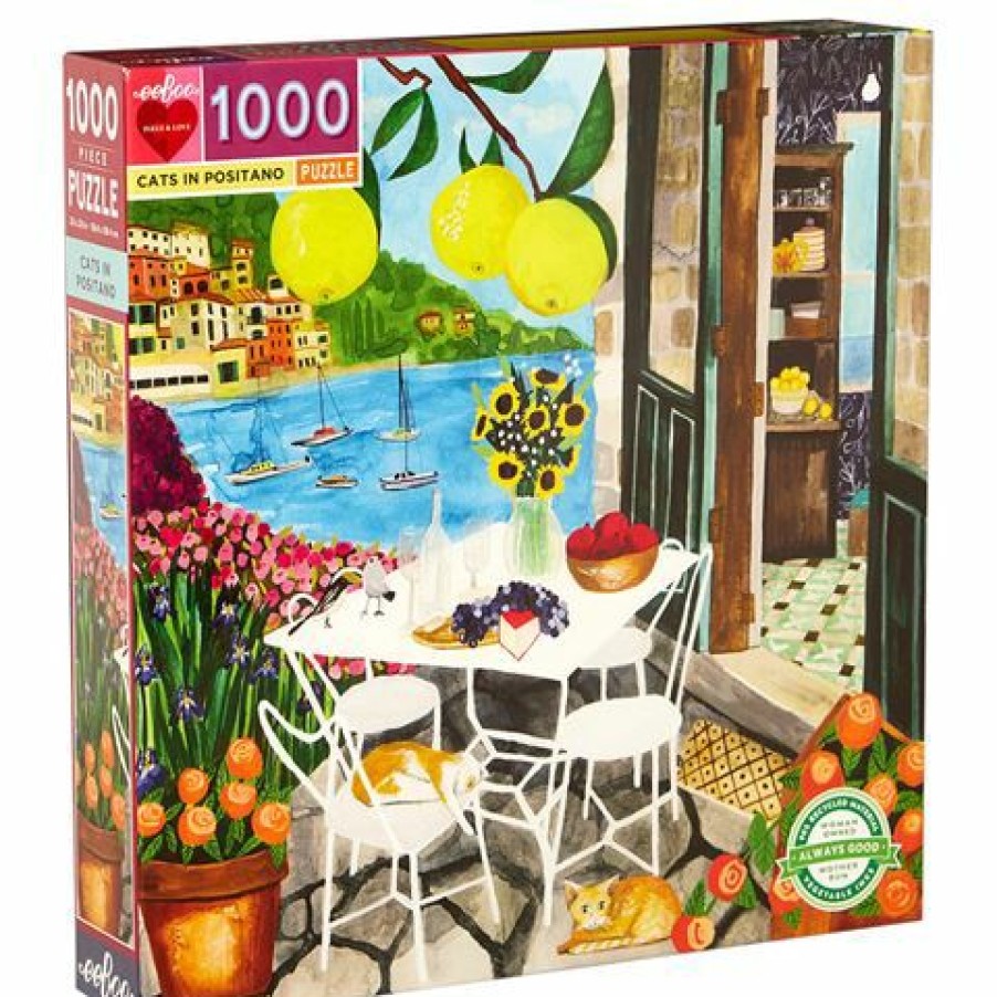 Games & Puzzles * | Eeboo Cats In Positano Puzzle 1000Pce