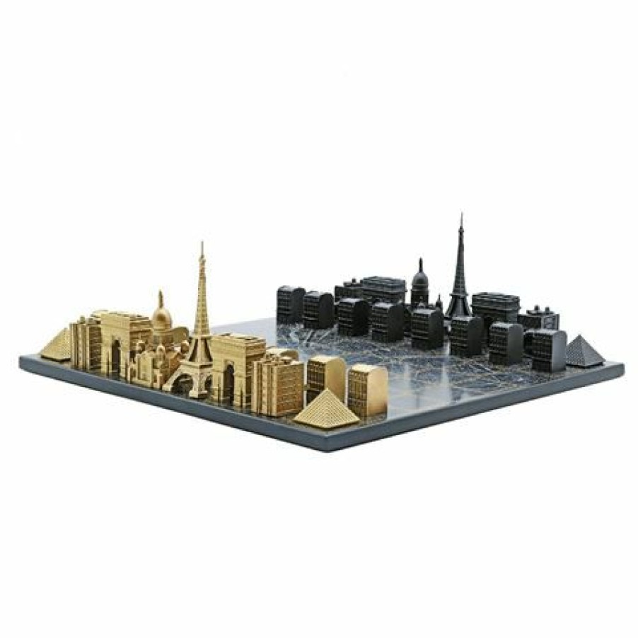 Hobbies & Gadgets * | Skyline Chess Luxury Bronze Paris Edition Corian Map Board