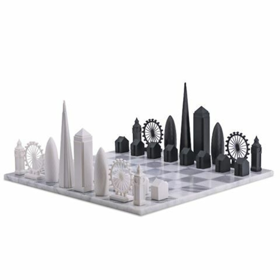 Hobbies & Gadgets * | Skyline Chess Acrylic London Edition W/ Marble Hatch Board