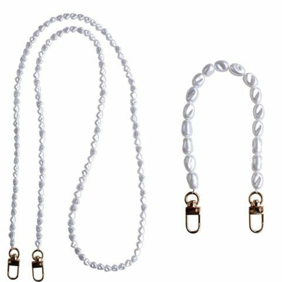 Ipad & Iphone Accessories * | Louve Collection Pearl Phone Chain Set 2Pce