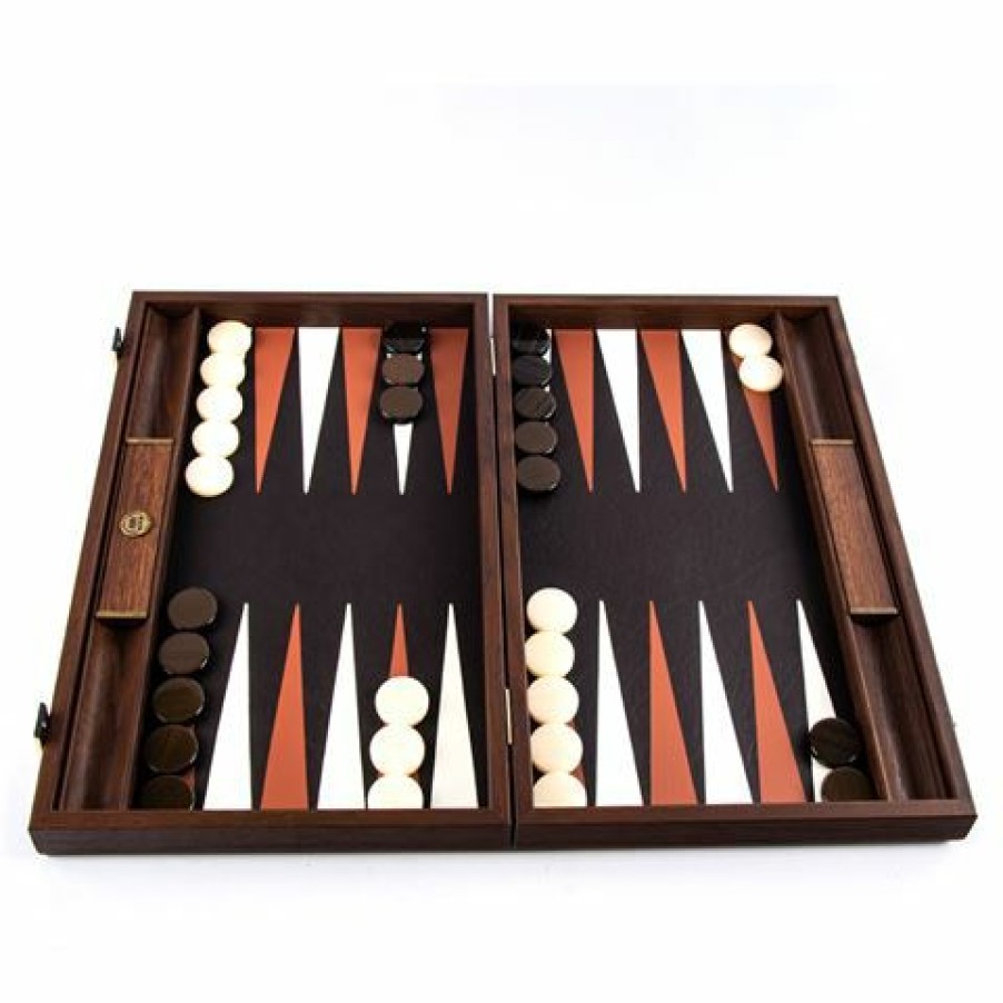 Games & Puzzles * | Manopoulos Crocodile Tote Backgammon Brown Leather