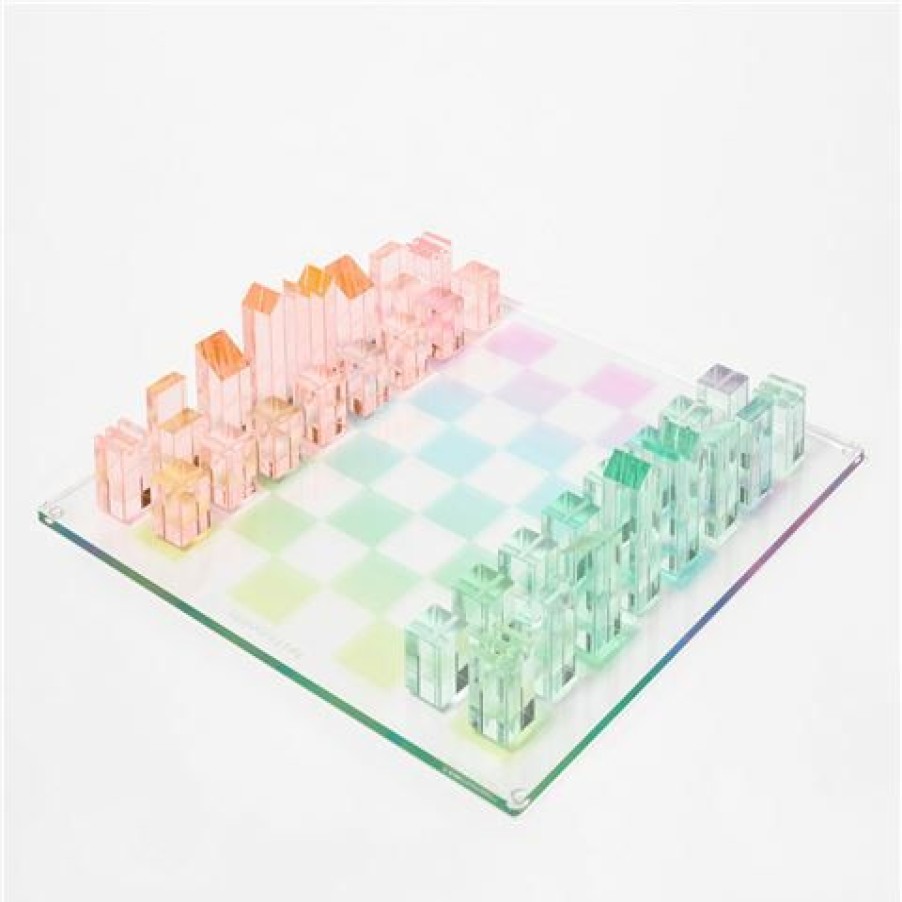 Games & Puzzles * | Sunnylife Lucite Aurora Chess & Checkers Set 65Pce